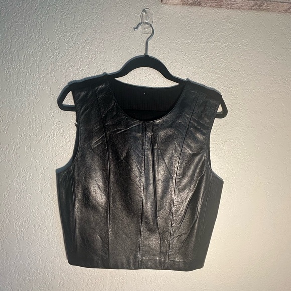 Telluride Clothing Company Tops - Telluride Clothing Co. Genuine Leather Black Sweater Vest Size Medium